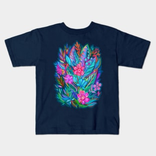 Exuberant Bouquet in Aqua, Fuchsia and Emerald Kids T-Shirt